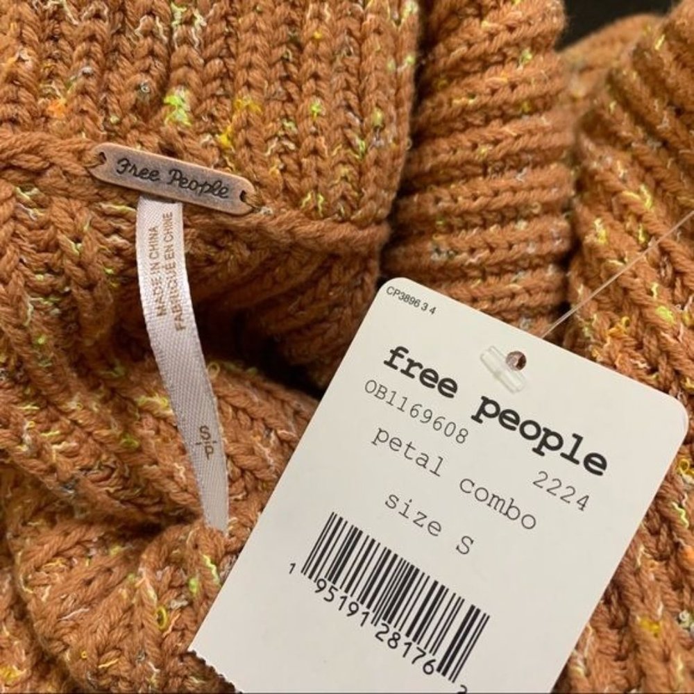 NWT Free People Leo Long Sleeve Cowl Neck Knit Tunic Sweater Petal Combo Small - Picture 9 of 11